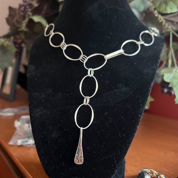 RLM Robert Lee Morris oval Link 35 inch necklace robert Lee collection sterling - Picture 1 of 5